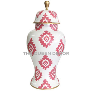 Pot à gingembre en aluminium émaillé rose et blanc, pour fleurs, rangement, ustensiles de cuisine, décoration de table, pots décoratifs pour la maison - Product Image 1