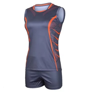 Unisex Sleeveless <b>Volleyball</b> Jersey <b>Set</b> Dark Gray Orange Heat-Transfer Printed Breathable Moisture Wicking Custom Athletic Fit - Product Image 4