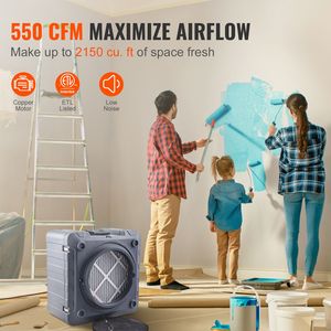 Purificateur d'air domestique empilable à air négatif 550 CFM avec filtration en 3 étapes, filtre à charbon MERV10 et filtre HEPA H13 - Product Image 2