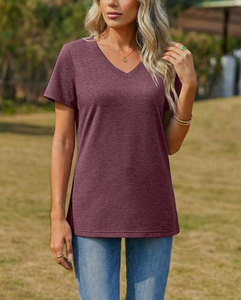 Servicio OEM al por Mayor, Camisetas Casuales de Verano y Primavera para Mujer con Logotipo Personalizado, Estampado Ecológico, Cuello en V Básico, 160 GSM, 100% Algodón - Product Image 3