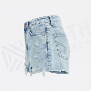 Short en jean premium pour femme, taille haute, double boutonnage, sexy, coupe ample, nouvelle collection, tendance été, vente en gros - Product Image 3