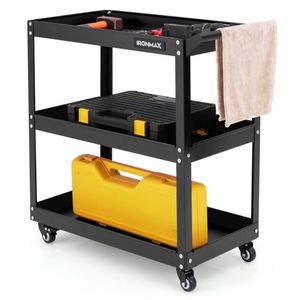 Carrello Portautensili a 3 Ripiani con Scaffali Spaziosi, 4 Ruote Universali e 2 Freni per Organizzazione e Stoccaggio - Product Image 6