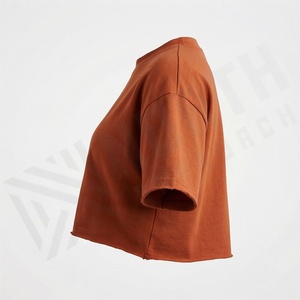 Camiseta Corta de Verano Personalizada para Mujer, Color Sólido, Manga Corta, Cuello Redondo, Sexy, de Algodón, Informal, a la Moda - Product Image 3