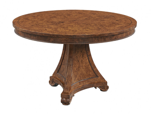 Classic Round Dining <b>Table</b> in Textured <b>Walnut</b> Mahogany Wood - Product Image 5
