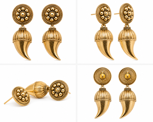 Pendientes Étnicos Tradicionales Indios Chapados en Oro Antiguo con Plata Oxidada, Venta al por Mayor, Proveedor a Granel - Product Image 3