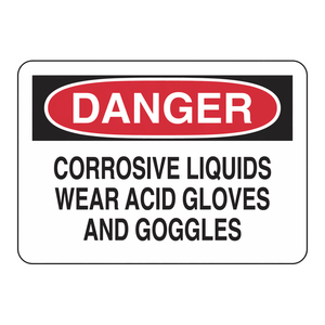 Señal de Peligro de Líquidos Corrosivos Brady, Guantes y Gafas Protectoras Requeridos, Tablero de Seguridad para Laboratorio de 7 x 10 Pulgadas - Product Image 2