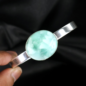 Top Quality Elegant Oval Larimar Statement <b>Bracelet</b> Minimalist <b>Silver</b> Plated <b>Cuff</b> Jewelry for Gift & Wholesale Manufacarers - Product Image 5