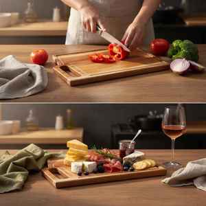 Eco Friendly Solid Wood Kitchen Cutting <b>Board</b> with Built In Handle for Daily Cooking Food Preparation and Serving Chopping <b>Board</b> - Product Image 4