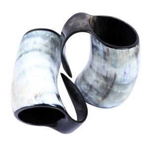 Tasse en corne sculptée polie à haute demande Tasse solide et durable Royal Decore Mart Exporter's Animal Style Beer Drinking Indian-Origin Mug - Product Image 1