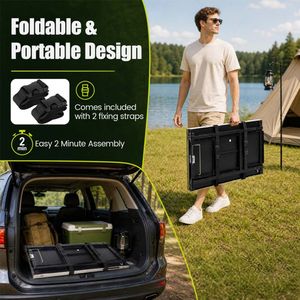 Stazione di Cucina Portatile Pieghevole per Campeggio con Ripiani Rimovibili e Porta Sacchetti, Cucina Esterna Moderna in Plastica, Regalo per Sport Primaverili - Product Image 6