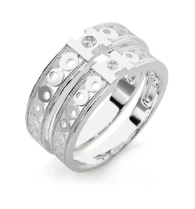 925 Sterling Silver Circular Geometric <b>Couple</b> <b>Rings</b> <b>for</b> Everyday Wear - Product Image 1
