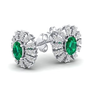 REYES New Design 14K 18K Solid Gold Oval Cut 0.73 Carat <b>Emerald</b> Gemstone with Diamond Screw Back <b>Stud</b> Earrings Fine Jewelry - Product Image 1