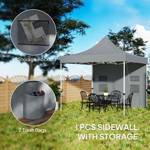 Tenda a baldacchino pop-up resistente 3x3m con pareti laterali UPF50+ e protezione solare istantanea grigia con tasche portaoggetti - Product Image 6