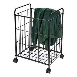 Cesto portabiancheria con coperchio e ruote, sacca interna rimovibile, struttura in metallo, facile da trasportare - Product Image 3