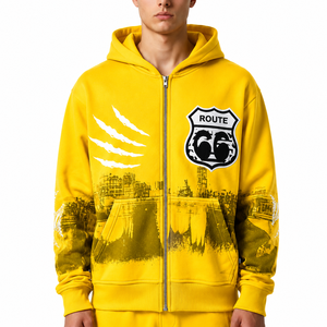 เสื้อฮู้ดซิป IOTA SPORTS สกรีนลายตามสั่ง สไตล์สตรีทแวร์สุดเท่ ขายส่ง MOQ ต่ำ เสื้อฮู้ดซิปผ้าทอหนาน้ำหนักมาก 100% ผ้าฝ้าย - Product Image 2