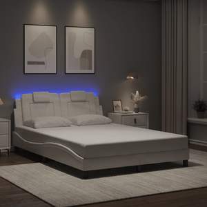 Cadre de lit rembourré Viana White LED 53,9''x74,8'' sans matelas - Product Image 1