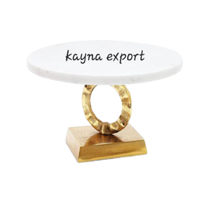 Latest Design Eco-Friendly Marble Top Metal <b>Cake</b> <b>Stand</b> for Party & Wedding Gold Plated <b>Stand</b> Beautiful Golden Edges <b>Cake</b> Display - Product Image 3