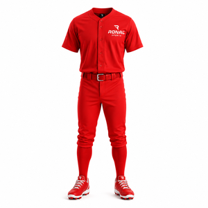 Uniforme de Béisbol Rojo Unisex RONAL SPORTS, Jersey de Manga Corta y Pantalones, Transpirable, Absorbe la Humedad, 100% Poliéster, para Todas las Temporadas, Adulto - Product Image 1