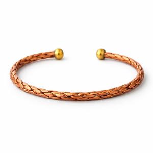 Bracelet manchette en cuivre martelé couleur rose pour femme, élégant, large, ouvert, surface texturée, bijoux bohèmes modernes - Product Image 2
