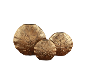 Vase à fleurs en aluminium coulé, vase en métal moderne, vase rond décoratif en métal pour le salon, vase à fleurs en aluminium pour le bureau - Product Image 4