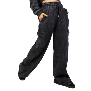Survêtements en molleton d'hiver de qualité supérieure, délavés à l'acide, avec logo personnalisé, 100 % coton épais, décontractés, pour femmes, vente en gros - Product Image 4