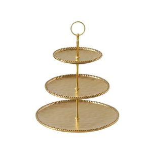 Durable Iron Metal Antique Finish 3 Tier Cupcake <b>Stand</b> Center Rod Ring Handle Fluted Dessert Display Tray Server for <b>Tea</b> Parties - Product Image 3