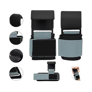 Wide Wrist Support Neoprene Padded Weightlifting Hooks Steel <b>Plate</b> Grip Straps Strength Training Deadlift Hooks - Product Image 4