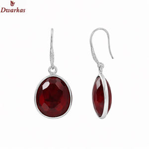 Classic simple <b>earrings</b> <b>solid</b> 925 sterling <b>silver</b> black rutile gemstone dangle drop bezel set <b>earring</b> for ladies and girl - Product Image 6