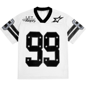 Custom Mesh Football Jersey V Neck Short Sleeve 99 Number Brown Tan Men Adults Breathable Summer Streetwear Heat-Transfer Print - Product Image 5