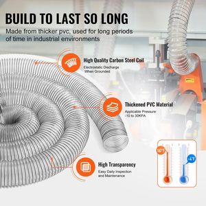 Tubo Flessibile Trasparente Rinforzato in PVC per Aspirazione Polveri 4 X 20 con Spirale in Filo d'Acciaio al Carbonio, Resistente alle Forature, 4 X 30 per Collettore di Polveri - Product Image 5