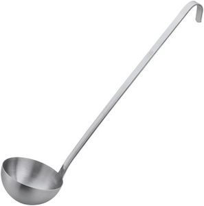Fournisseur de confiance offre un ensemble d'accessoires de cuisine en acier inoxydable de haute qualité Logo personnalisé longue louche argentée pour la cuisine en gros - Product Image 1