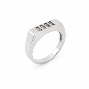 Anillo de Plata de Ley 925 con Circonita Cúbica Geométrica para Hombre, Regalo para Boda o Fiesta, Acabado Pulido - Product Image 3