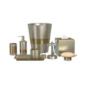 Accessoires de salle de bain en métal pour hôtel de luxe : boîte à mouchoirs, distributeur de savon, porte-brosse à dents, bac - Product Image 1