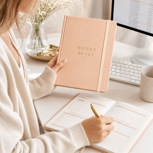 LABON Soft Peach Money Reset Budget Planner Hardcover Vegan Leather Financial Goals Journal Finance Wealth Management Notebook - Product Image 3