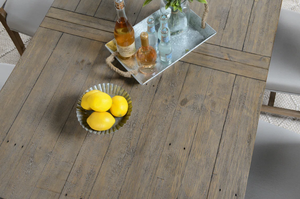 Nouvelle table de café rectangulaire de luxe industrielle en bois de manguier avec base en métal et finition en noyer acacia à motif ondulé moderne pour la salle à manger - Product Image 3