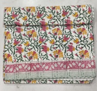 Couvre-lit indien traditionnel Kantha en coton 300 fils, imprimé à la main, motif floral, pliable, personnalisable, écoresponsable