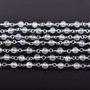 Natural Flashy Labradorite Rosary Chain 3MM Faceted Round Gemstone <b>Wire</b> Wrapped 925 <b>Sterling</b> <b>Silver</b> Jewelry Chain Wholesale Bulk - Product Image 2