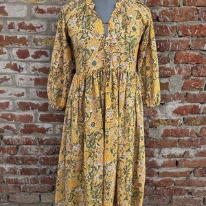 Robe indienne en coton imprimée à la main, 100% coton, tuniques avec broderies à pompons, longue robe maxi décontractée, prix usine - Product Image 1