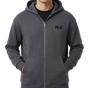 Sweat à capuche zippé en coton épais pour homme, personnalisable avec logo, streetwear, vente en gros - Product Image 4
