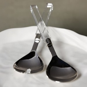 Luxury Eco-Friendly Transparent <b>Acrylic</b> Handle Stainless Steel Salad Server Set <b>Mirror</b> Polish Clear <b>Acrylic</b> Serving Spoon - Product Image 1