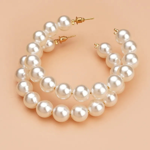Pendientes de perlas elegantes a la moda, color blanco, pendientes de aro con perlas clásicas, accesorios de joyería de lujo para mujer, fiesta, boda - Product Image 4