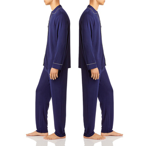 Best Quality Mulberry Silk Pajamas For Men Comfortable Soft Sleepwear Set Long Sleeve Top And Pants Breathable Nightwear - Product Image 3