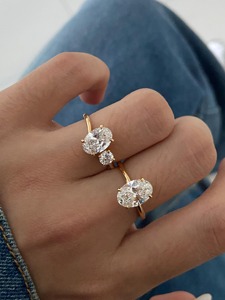 แหวนเพชรทรงรีโอวัล แล็บโกรว์ 14K ทองคำขาว แหวนหมั้นเรียบหรู แหวนสัญญา เครื่องประดับเจ้าสาวสำหรับผู้หญิง - Product Image 5