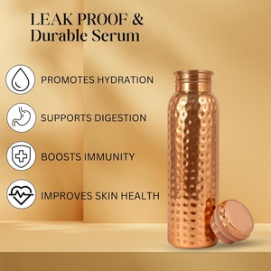 Pure Copper Water <b>Bottle</b> Hammered Finish Ayurvedic Health Benefits Leakproof Jointless Copper <b>Flask</b> for Gym & Office - Product Image 2