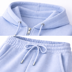 Ensemble de survêtement personnalisé pour femme, respirant, en coton, avec sweat à capuche zippé oversize et pantalon de survêtement, pour le sport et la course - Product Image 5