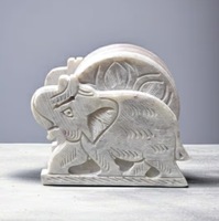 Ensemble de 6 dessous-de-verre en marbre blanc éléphant, qualité export, pierre blanche