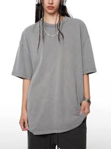 T-shirt pour femme à épaules tombantes en toile et tissu éponge imprimé uni, écologique, respirant, style streetwear vintage - Product Image 2
