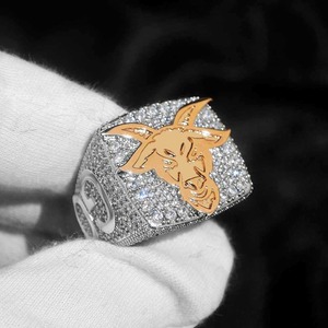 Iced Out Goat Bull Head <b>Ring</b> Hip Hop Moissanite Micro Pave Luxury Statement <b>Ring</b> for <b>Men</b> - Product Image 5