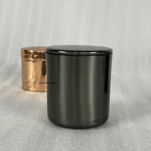 Frascos de Velas Negros de Lujo con Logotipo Personalizado, Recipientes de Velas Negros Premium de Acero Inoxidable con Tapas para Fabricación de Velas - Product Image 3