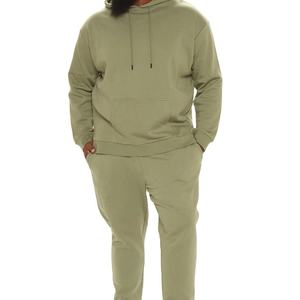 Sweat-shirt à capuche vert olive pour homme, ensemble de survêtement à manches longues, couleur unie, vêtement décontracté avec poches latérales, coupe classique, style automne - Product Image 2